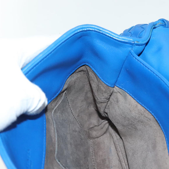 BOTTEGA VENETA INTRECCIATO Shoulder Bag Leather Blue Auth 142290