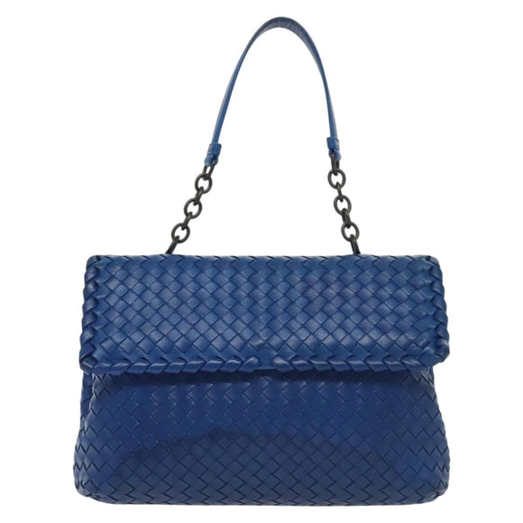 BOTTEGA VENETA INTRECCIATO Shoulder Bag Leather Blue Auth 142290