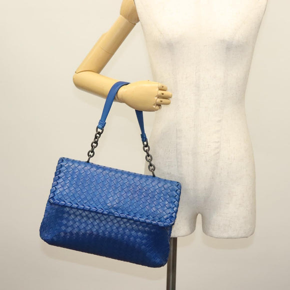 BOTTEGA VENETA INTRECCIATO Shoulder Bag Leather Blue Auth 142290
