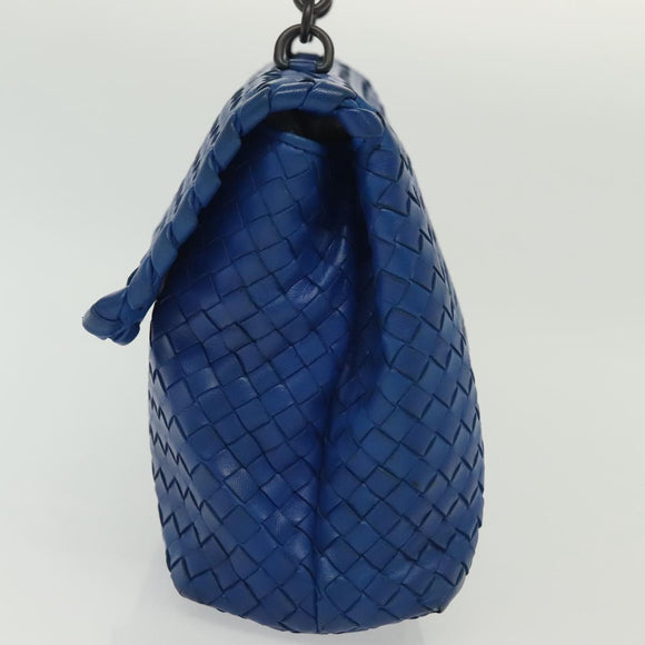 BOTTEGA VENETA INTRECCIATO Shoulder Bag Leather Blue Auth 142290