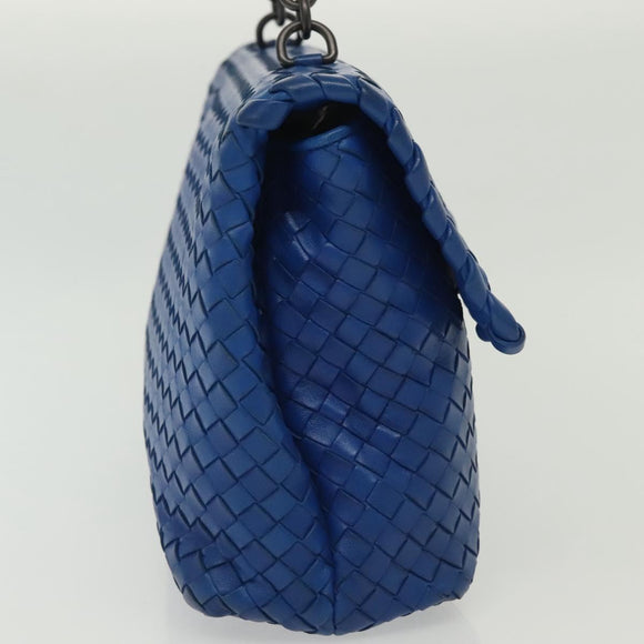 BOTTEGA VENETA INTRECCIATO Shoulder Bag Leather Blue Auth 142290