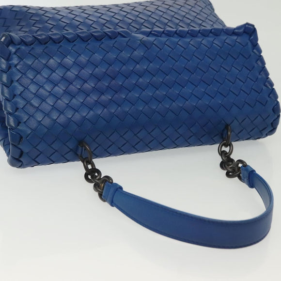 BOTTEGA VENETA INTRECCIATO Shoulder Bag Leather Blue Auth 142290