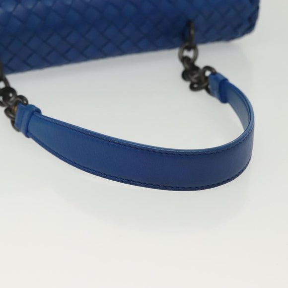 BOTTEGA VENETA INTRECCIATO Shoulder Bag Leather Blue Auth 142290