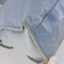 BALENCIAGA The Giant City Hand Bag Leather 2way Light Blue Silver Auth 142291-17