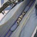 BALENCIAGA The Giant City Hand Bag Leather 2way Light Blue Silver Auth 142291-19