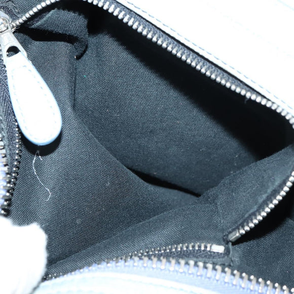 BALENCIAGA The Giant City Hand Bag Leather 2way Light Blue Silver Auth 142291