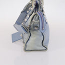 BALENCIAGA The Giant City Hand Bag Leather 2way Light Blue Silver Auth 142291-3