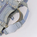 BALENCIAGA The Giant City Hand Bag Leather 2way Light Blue Silver Auth 142291-7