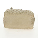 BALENCIAGA The Matelasse Hand Bag Leather Beige Silver 168031 Auth 142293V-5