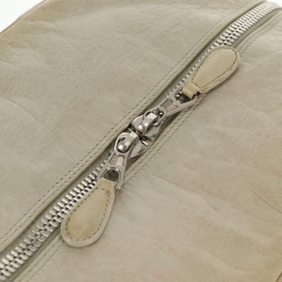 BALENCIAGA The Matelasse Hand Bag Leather Beige Silver 168031 Auth 142293V