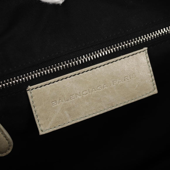 BALENCIAGA The Matelasse Hand Bag Leather Beige Silver 168031 Auth 142293V