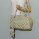 BALENCIAGA The Matelasse Hand Bag Leather Beige Silver 168031 Auth 142293V-25