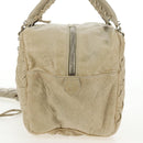BALENCIAGA The Matelasse Hand Bag Leather Beige Silver 168031 Auth 142293V-3