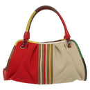 BOTTEGA VENETA Hand Bag Canvas Outlet Multicolor Silver Auth 142296-2