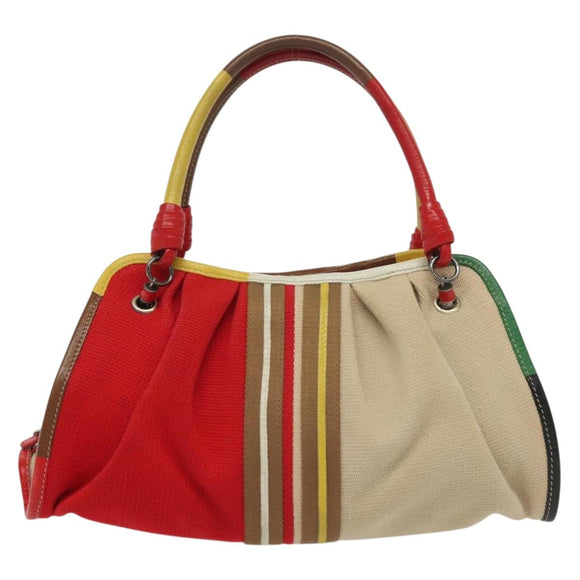 BOTTEGA VENETA Hand Bag Canvas Outlet Multicolor Silver Auth 142296