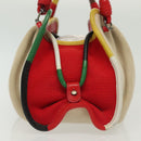 BOTTEGA VENETA Hand Bag Canvas Outlet Multicolor Silver Auth 142296-4