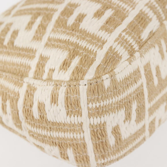 FENDI Zucca Canvas Shoulder Bag Straw Beige Gold Auth 142297