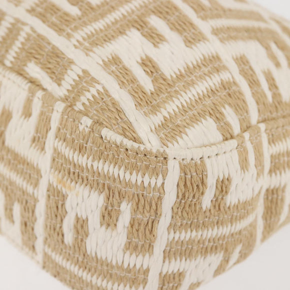 FENDI Zucca Canvas Shoulder Bag Straw Beige Gold Auth 142297