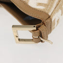 FENDI Zucca Canvas Shoulder Bag Straw Beige Gold Auth 142297-9