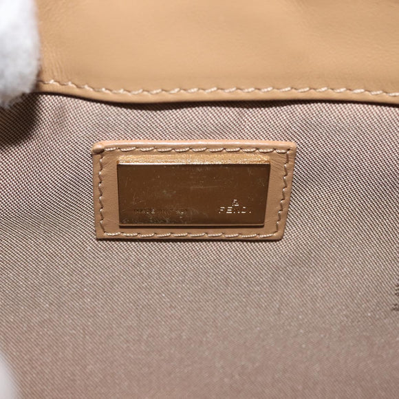 FENDI Zucca Canvas Shoulder Bag Straw Beige Gold Auth 142297