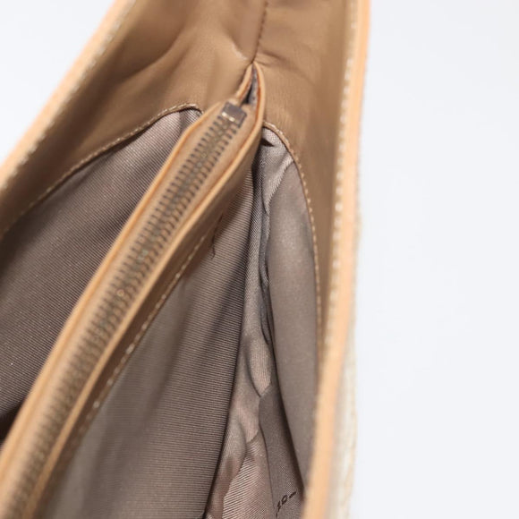 FENDI Zucca Canvas Shoulder Bag Straw Beige Gold Auth 142297