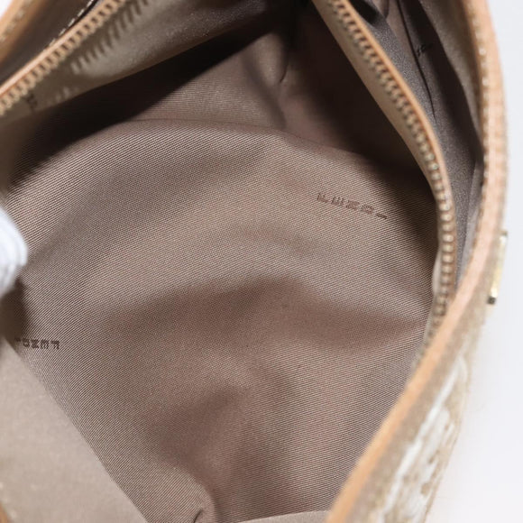 FENDI Zucca Canvas Shoulder Bag Straw Beige Gold Auth 142297