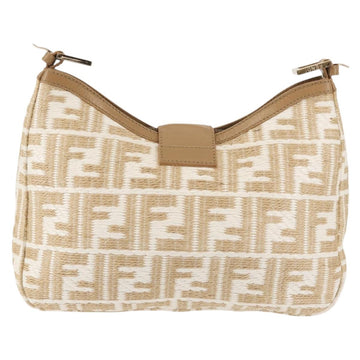 FENDI Zucca Canvas Shoulder Bag Straw Beige Gold Auth 142297 - 0