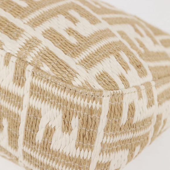 FENDI Zucca Canvas Shoulder Bag Straw Beige Gold Auth 142297