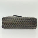 FENDI Zucchino Canvas Mamma Baguette Shoulder Bag Navy Silver Auth 142298-10