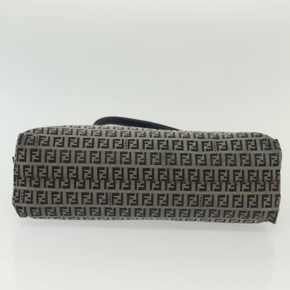 FENDI Zucchino Canvas Mamma Baguette Shoulder Bag Navy Silver Auth 142298
