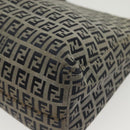 FENDI Zucchino Canvas Mamma Baguette Shoulder Bag Navy Silver Auth 142298-12
