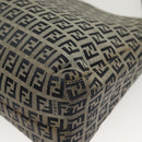 FENDI Zucchino Canvas Mamma Baguette Shoulder Bag Navy Silver Auth 142298-14