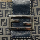 FENDI Zucchino Canvas Mamma Baguette Shoulder Bag Navy Silver Auth 142298-16