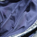 FENDI Zucchino Canvas Mamma Baguette Shoulder Bag Navy Silver Auth 142298-22