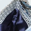 FENDI Zucchino Canvas Mamma Baguette Shoulder Bag Navy Silver Auth 142298-23