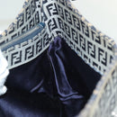 FENDI Zucchino Canvas Mamma Baguette Shoulder Bag Navy Silver Auth 142298-24