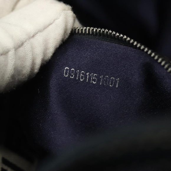 FENDI Zucchino Canvas Mamma Baguette Shoulder Bag Navy Silver Auth 142298