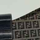 FENDI Zucchino Canvas Mamma Baguette Shoulder Bag Navy Silver Auth 142298-4