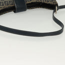 FENDI Zucchino Canvas Mamma Baguette Shoulder Bag Navy Silver Auth 142298-8
