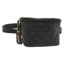 CHANEL Matelasse Waist Bag Caviar Skin Black Gold CC Auth 142308-1