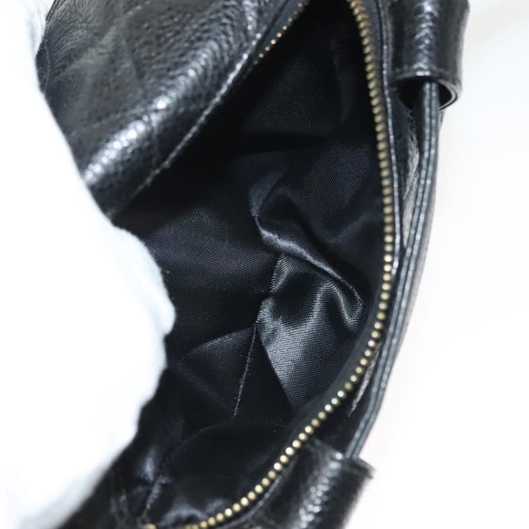 CHANEL Matelasse Waist Bag Caviar Skin Black Gold CC Auth 142308