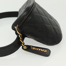 CHANEL Matelasse Waist Bag Caviar Skin Black Gold CC Auth 142308-4