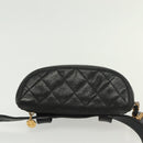 CHANEL Matelasse Waist Bag Caviar Skin Black Gold CC Auth 142308-6