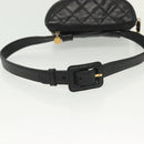 CHANEL Matelasse Waist Bag Caviar Skin Black Gold CC Auth 142308-7