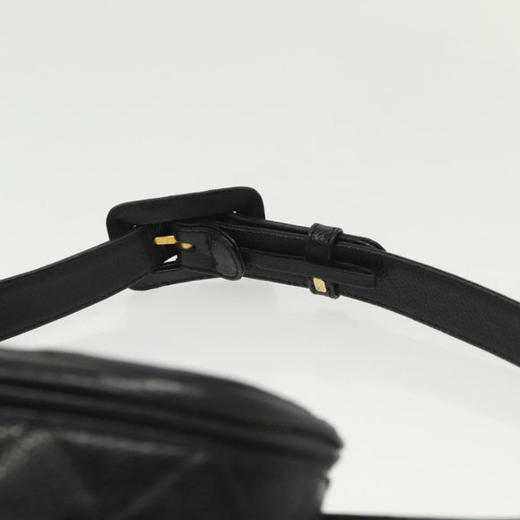 CHANEL Matelasse Waist Bag Caviar Skin Black Gold CC Auth 142308