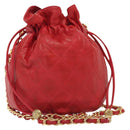 CHANEL Matelasse Chain Shoulder Bag Leather Red Gold CC Auth 142310-1