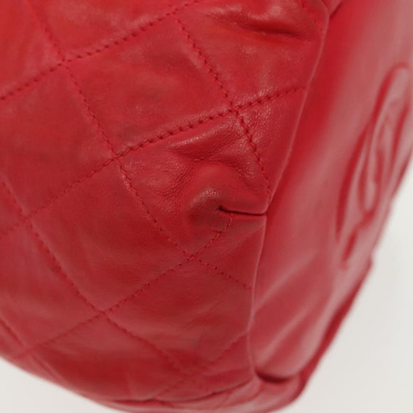 CHANEL Matelasse Chain Shoulder Bag Leather Red Gold CC Auth 142310