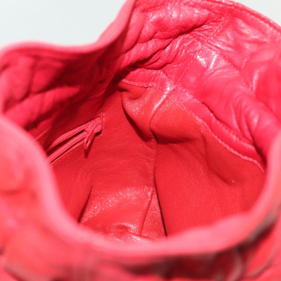 CHANEL Matelasse Chain Shoulder Bag Leather Red Gold CC Auth 142310