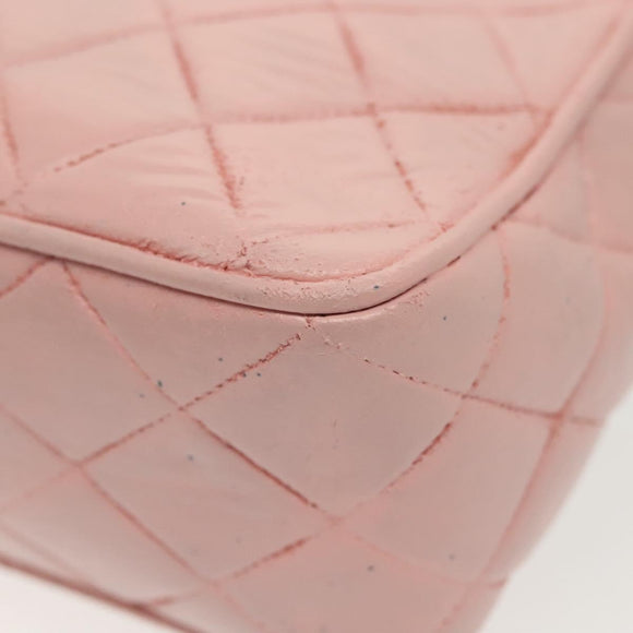 CHANEL Chain Diana Shoulder Bag Leather Pink Gold CC Auth 142311