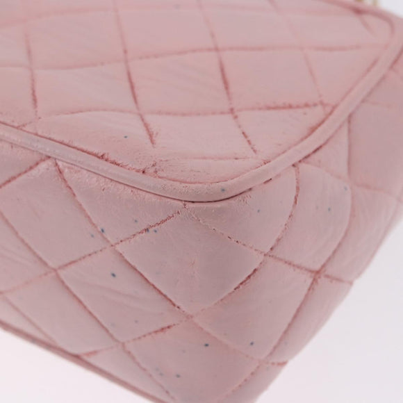 CHANEL Ketten-Diana-Schultertasche Leder Rosa Gold CC Auth 142311